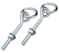 AERZETIX - C58294 - Lot de 2 Anneaux d'écurie à écrou et rondelle M12x117 mm - piton à oeil avec anneau pour cadenas - filetage métrique - en acier - fixation murale plafond tendeur