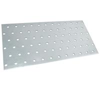 AERZETIX - C58310 - Lot de 2 Plaques d'assemblage perforées 120x240x2 mm 72 trous - en acier zingué Z275 - fixation en métal bois - couleur argent