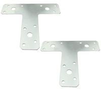 AERZETIX - C58426 - Lot de 2 Plaques pattes d'assemblage en forme de "T" perforées 150x127x38x2 mm - 13 trous - en acier zingué