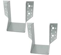 AERZETIX C58633 Sabots de charpente ailes extérieures 80x120x75x2 mm | Lot de 2, Sabot de solive à 32 trous, Acier zingué Z275