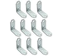 AERZETIX - C58737 - Lot de 10 Equerres de fixation et d'assemblage 30x30x14 mm à angle droit - à 4 trous ronds - patte de montage renforcement étagères meuble bois - en acier zingué - couleur argent