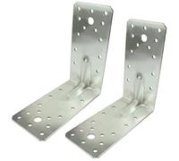 AERZETIX - C58846 - Lot de 2 Équerre d'assemblage renforcée perforée 140x140x65x2.5 mm - équerre de fixation à 28 trous - pour charpente ossature bois - en acier Z275