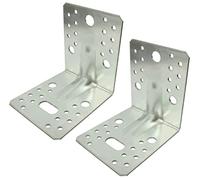 AERZETIX - C58853 - Lot de 2 Équerre d'assemblage renforcée perforée 105x105x90x2.5 mm - équerre de fixation à 33 trous - pour charpente ossature bois - en acier Z275