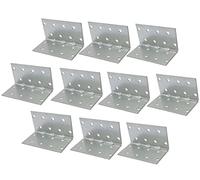 AERZETIX - C58882 - Lot de 10 Équerres d'assemblage renforcées 40x40x80x1.5 mm - équerre de cadre à 16 trous - pour charpente bois porte - en acier zingué Z275