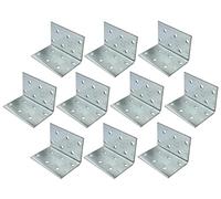 AERZETIX - C58958 - Lot de 10 Équerres d'assemblage perforées 40x40x60x2 mm - pattes de fixation à angle droit - à 12 trous ronds - montage renforcement étagères meuble bois - en acier zingué Z275