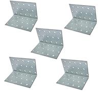AERZETIX - C58964 - Lot de 5 Équerres d'assemblage perforées 60x60x100x2 mm - pattes de fixation à angle droit - à 30 trous ronds - montage renforcement étagères meuble bois - en acier zingué Z275