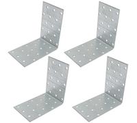 AERZETIX - C58977 - Lot de 4 Équerres structurelles/plaques d'assemblage 100x100x60x2 mm - à 30 trous - fixation charpente bois patte - en acier DX51D + Z275 - bois fixation perforée