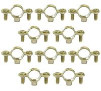AERZETIX - C60424 - Lot de 10 colliers supports simples de fixation Ø14-1/4'' - fixation murale de tuyau cuivre serrage patte à vis plomberie chauffage sanitaire - en acier