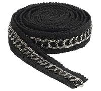 AERZETIX - C60659 - Galon bande ruban 2 m x 20 mm en textile à motif métallique - passementerie confection vêtements mercerie loisir créatif décoration ornement couture - couleur noir et argent