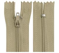 AERZETIX - C63191 - Lot de 10 Fermetures éclair à glissière spirale N°3 non séparable 18 cm en nylon - curseur autobloquant en métal - couleur beige foncé - vêtement couture pantalon mercerie