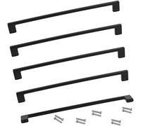 AERZETIX - C63901 - Lot de 5 poignées de meuble entraxe 224 mm - porte armoire placard tiroir aménagement décoration intérieur cuisine salon assemblage - en métal - finition noir mat