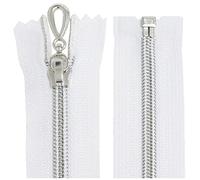 AERZETIX - C64075 - Lot de 10 Fermetures éclair à glissière spirale N°5 50 cm séparable autobloquant - maille en nylon argentée - tirette curseur en métal - couleur blanc - mercerie