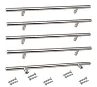 AERZETIX - C64362 - Lot de 5 poignées de meuble entraxe 192 mm - pour porte armoire placard tiroir aménagement décoration intérieur cuisine salon assemblage - en métal - finition brossée
