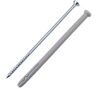 AERZETIX - C65092 - Lot de 25 Chevilles à Clou/Frapper Ø8x140 mm + vis а tête fraisée Ø5×145 mm avec collerette - en Nylon et métal - Fixation en béton Brique Outil matériaux Plein travaux perçage