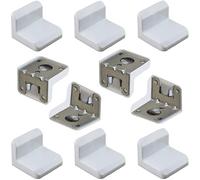 AERZETIX - C65776 - Lot de 10 Équerres de fixation haut de cuisine 29x38x39 mm avec strie à 6 trous avec cache en plastique 32x40x44 - ferrure d'assemblage et suspension - en acier - couleur blanc
