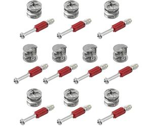 AERZETIX - C65852 - Lot de 10 ferrures d'assemblage à excentrique encastrée + 10 goujon Ø6x44 mm - pour panneau de 16 mm - en acier - menuisier ébéniste meuble bois MDF mélaminé placard tourillons