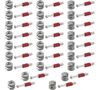 AERZETIX - C65852 - Lot de 25 ferrures d'assemblage à excentrique encastrée + 25 goujon Ø6x44 mm - pour panneau de 16 mm - en acier - menuisier ébéniste meuble bois MDF mélaminé placard tourillons