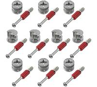 AERZETIX - C65853 - Lot de 10 ferrures d'assemblage à excentrique encastrée + 10 goujon Ø6x44 mm - pour panneau de 18 mm - en acier - menuisier ébéniste meuble bois MDF mélaminé placard tourillons