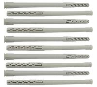 AERZETIX C67088 Chevilles universelles Ø10x200 mm, Lot de 10 | Collerette biseautée/fraisée, Polyamide, Maçonnerie fixation béton brique parpaing