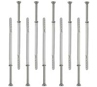 AERZETIX - C67128 - Lot de 10 Chevilles en Plastique Ø10x200 mm à collerette biseautée + 10 vis Ø7x205 autotaraudeuses à tête fraisée à Empreinte étoile TX40 - béton Brique perçage Fixation