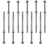AERZETIX - C67141 - Lot de 10 Chevilles en Plastique Ø10x180 mm à collerette + 10 vis Ø7x190 mm autotaraudeuses à collerette à tête hexagonale Empreinte étoile TX40 - béton Brique perçage Fixation