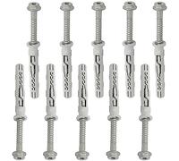 AERZETIX - C67146 - Lot de 10 Chevilles en Plastique Ø12x80 mm à collerette + 10 vis Ø8x90 mm autotaraudeuses à collerette à tête hexagonale Empreinte étoile TX40 - béton Brique perçage Fixation