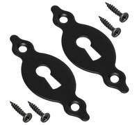 AERZETIX - C73729 - Paire de 2 rosettes plaques 67x27x1.5 mm pour serrure de porte à clé ordinaire - montage vérticale - cache trou de n métal - couleur noir mat - rosace ferrure cylindre