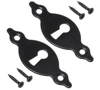 AERZETIX - C73735 - Paire de 2 rosettes plaques 67x27x2 mm pour serrure de porte à clé ordinaire - montage horizontale - cache trou de n métal - couleur noir mat - rosace ferrure cylindre