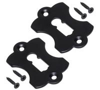 AERZETIX - C73736 - Paire de 2 rosettes plaques 60x38x2 mm pour serrure de porte à clé ordinaire - montage vérticale - cache trou de n métal - couleur noir mat - rosace ferrure cylindre