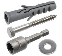 AERZETIX Kit 25 chevilles Ø10x50mm + 25 vis Ø6x50mm + 25 rondelles | Chevilles à collerette en nylon, Vis tirefond inoxydable A2, Rondelles larges A2 pour boulon M6