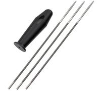 AERZETIX Kit 3 Limes Rondes Affûtage Ø4mm 250mm Tronçonneuse 3/8" | Manuel, Poignée en Plastique Incluse