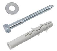 AERZETIX - Kit de 10 chevilles à collerette Ø14x100 mm en nylon avec ailettes + 10 vis tirefond Ø10x100 mm + 10 rondelles larges pour boulon M10 | fixation en matériaux pleins béton brique parpaing