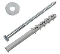 AERZETIX - Kit de 10 chevilles à collerette Ø16x200 mm en nylon avec ailettes + 10 vis tirefond Ø12x200 mm + 10 rondelles larges pour boulon M12 | fixation en matériaux pleins béton brique parpaing