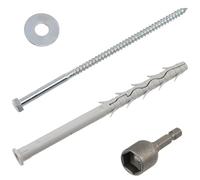 AERZETIX - Kit de 10 chevilles à collerette biseautée Ø12x200 mm en nylon + 10 vis tirefond Ø8x200 mm + 10 rondelles larges pour boulon M8 + 1 douille embout de vissage à 6 pans creux 1/4 SW13