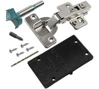 AERZETIX - Kit de 12 charnières invisibles à 110° avec clip amortisseur 3D réglage à recouvrement total + gabarit de perçage Ø35 mm + foret Ø35 mm + mèche Ø2.5 mm + 50 vis Ø3.5x16 mm et embout PZ2