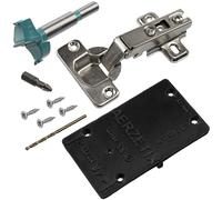 AERZETIX - Kit de 12 charnières invisibles à recouvrement total 110° avec gabarit de perçage Ø35 mm + foret à bois Ø35 mm + mèche à bois Ø 2.5 mm + 50 vis Ø3.5x16 et embout 1/4 PZ2