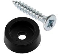 AERZETIX - Kit de 12 Patins de Meubles Ronds Ø14x5 mm en Plastique Noir + 12 Vis à Bois à Tête Fraisée Ø3x18 mm pour Fixation sous Mobilier tels qu'Étagère Commode Canapé Fauteuil