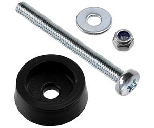 AERZETIX - Kit de 12 patins de meubles ronds Ø14x5 mm en plastique noir + 12 vis métaux M3x30 mm + 12 écrous autobloquants M3 + 12 rondelles larges pour boulon M3