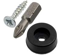 AERZETIX - Kit de 12 Pieds Patins de Meubles Ronds Ø17x7 mm en Caoutchouc Noir + 12 Vis à Bois Ø4x20 mm + 1 Embout de Vissage 1/4 PZ2 pour Fixation sous Mobilier Étagère Commode Canapé Fauteuil