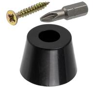 AERZETIX - Kit de 12 pieds patins de meubles ronds Ø28x20 mm à visser en plastique noir + 12 vis à bois Ø3.5x25 mm + 1 embout de vissage 1/4 PZ2 pour étagère commode canapé