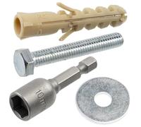 AERZETIX - Kit de 15 chevilles à ailettes Ø8x40 mm en nylon pour vis M6 + 15 vis à tête hexagonale M6x40 mm + 15 rondelles larges pour boulon M6 + 1 douille embout à 6 pans creux 1/4 SW10