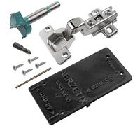 AERZETIX - Kit de 4 charnières invisibles pour portes rentrantes/encastrées 110° avec gabarit de perçage Ø35 mm + foret à bois Ø35 mm + mèche à bois Ø 2.5 mm + 16 vis Ø3.5x16 et embout 1/4 PZ2