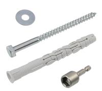 AERZETIX - Kit de 4 chevilles à collerette biseautée Ø10x100 mm en nylon + 4 vis tirefond Ø7x100 mm + 4 rondelles larges pour boulon M8 + 1 douille embout de vissage à 6 pans creux 1/4 SW12