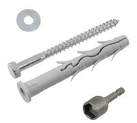 AERZETIX - Kit de 4 chevilles à collerette biseautée Ø12x100 mm en nylon + 4 vis tirefond Ø8x100 mm + 4 rondelles larges pour boulon M8 + 1 douille embout de vissage à 6 pans creux 1/4 SW13