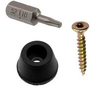 AERZETIX - Kit de 4 Patins de Meubles Ronds Ø11.5x7 mm en Caoutchouc Noir + 4 vis à Bois Ø3x20 mm + 1 Embout de vissage étoile 1/4 T10 pour l'installation sous étagère Commode canapé Table Basse