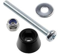 AERZETIX - Kit de 4 Patins de Meubles Ronds Ø11x5.7 mm en Plastique Noir + 4 Vis Métaux M3x30 mm + 4 Écrous de Blocage M3 + 4 Rondelles Larges pour Boulon M3