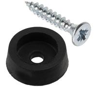 AERZETIX - Kit de 4 patins de meubles ronds Ø14x5 mm en caoutchouc noir + 4 vis à bois à tête fraisée Ø3x18 mm pour fixation sous mobilier tels qu’étagère commode canapé fauteuil
