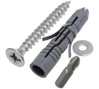 AERZETIX - Kit de 50 chevilles universelles Ø10x50 mm en nylon + 50 vis à bois Ø6x50 mm + 50 rondelles larges pour boulon M6 + 1 embout de vissage PZ3 1/4