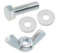AERZETIX - Kit ensemble de 25 écrous papillons à oreilles M5 + 50 rondelles plates larges pour vis M5 + 25 boulons M5x16 mm à tête hexagonale - en acier