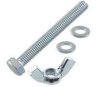 AERZETIX - Kit ensemble de 25 écrous papillons à oreilles M6 + 50 rondelles plates + 25 boulons M6x50 mm à tête hexagonale | en acier